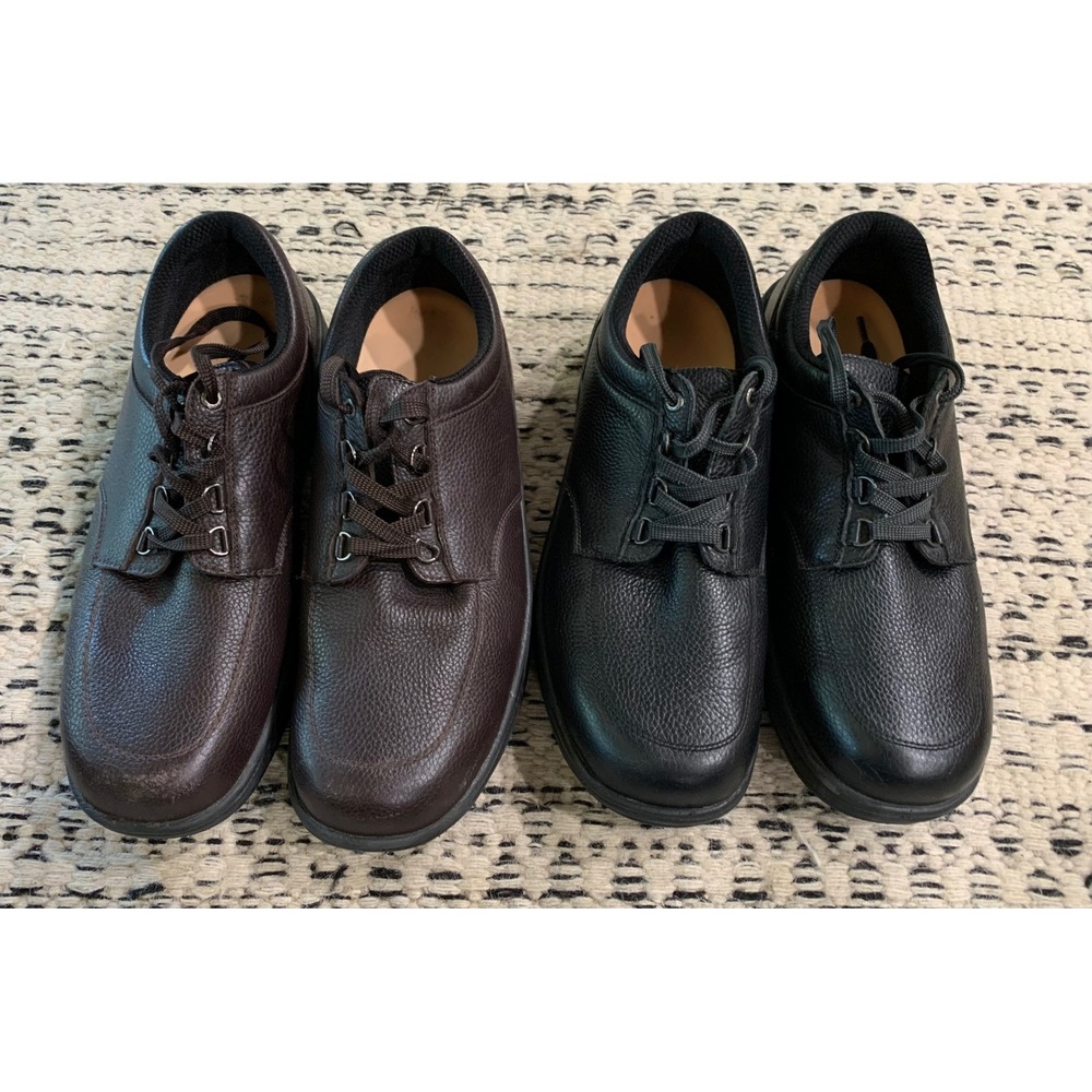 Orthofeet Avery Island 410 Men's 14 Set of 2 Black & Brown Leather Oxford Shoes